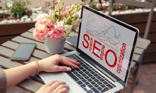 SEO word written on computer. Content Marketing Optimization, search and find. SEO internet concepts.